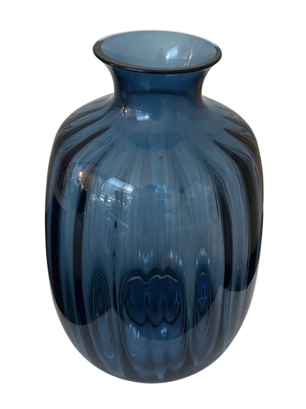 Tonsätta Mouth-Blown Blue Glass Vase 8.25